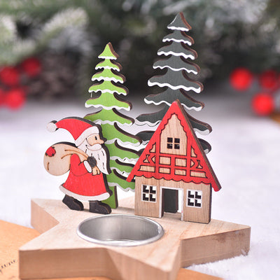 Elegant Wooden Candle Stand for Holiday Decor