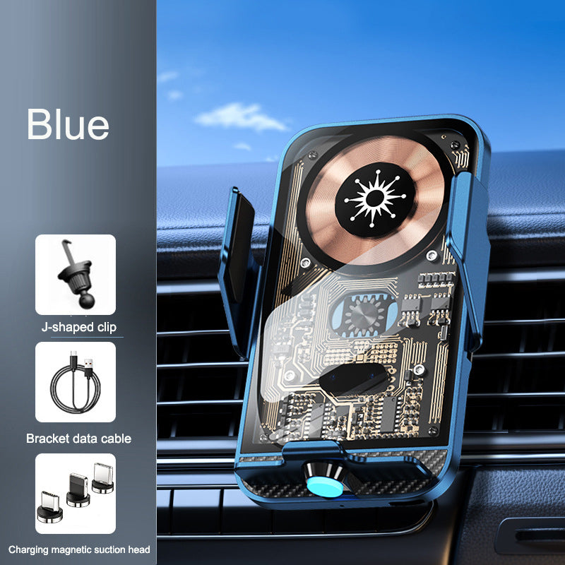 C11 car holder wireless phone charger infrared induction opening and closing navigation punk style transparent phone holder - Korvel