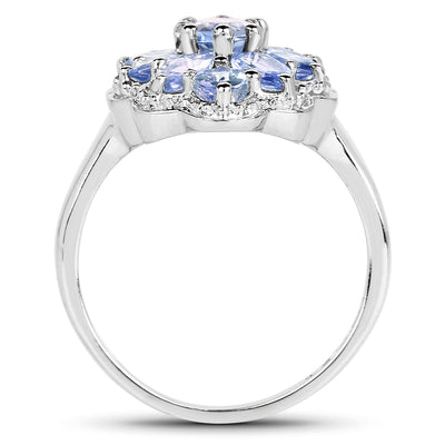 2.46 Carat Genuine Tanzanite Sterling Silver Engagement Ring
