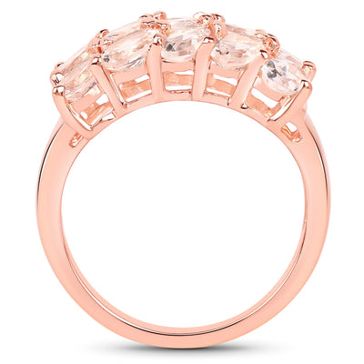 14K Rose Gold Plated 3.30 Carat Genuine Morganite Ring
