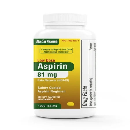 Tabletas de Aspirina 81 mg - 1000 Contenido