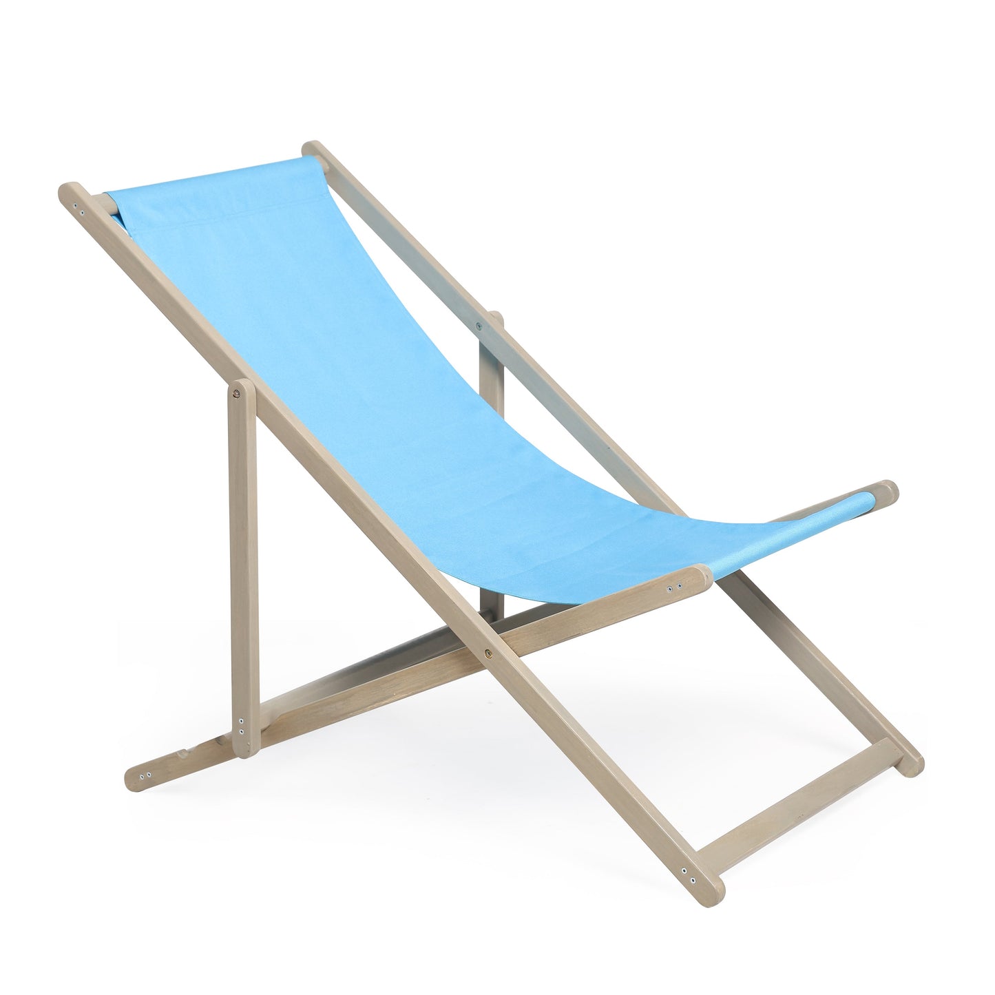 Beach Sling Patio Chair Set of 2,Wooden Folding Outdoor Chairs for Outside 3 Level Height Adjustable, Portable Reclining Beach C - Korvel