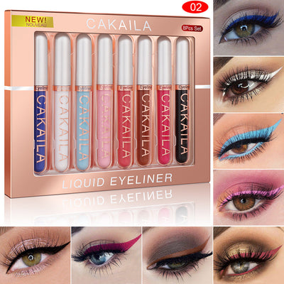 CAKAILA 8 color Matte Glitter Color Liquid Eyeliner Set Long lasting and not smudged - Korvel