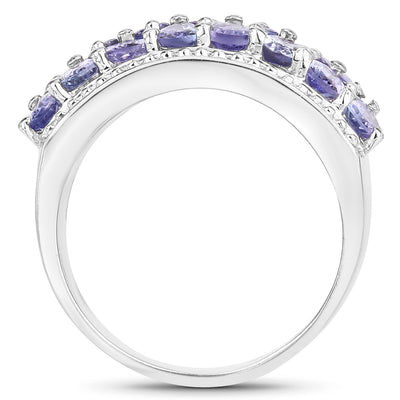Anillo de Compromiso de Plata de Ley con Tanzanita de 2.59 Quilates