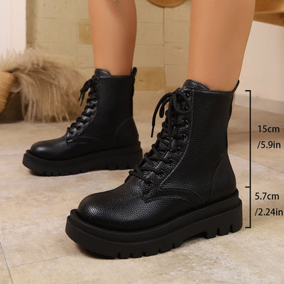 Botas de Cuero Martin con Plataforma y Cordones para Mujer