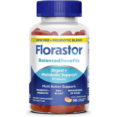 Florastor Digestive Support Probiotic Gummies - Peach Lemonade Flavor