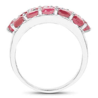 3.52 Carat Genuine Ruby .925 Sterling Silver Engagement Ring