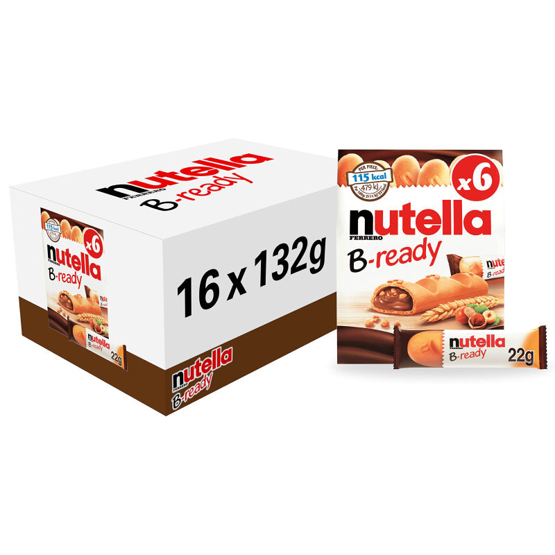 Barritas de Wafle Crujiente Nutella B-ready - Caja de 16 Unidades