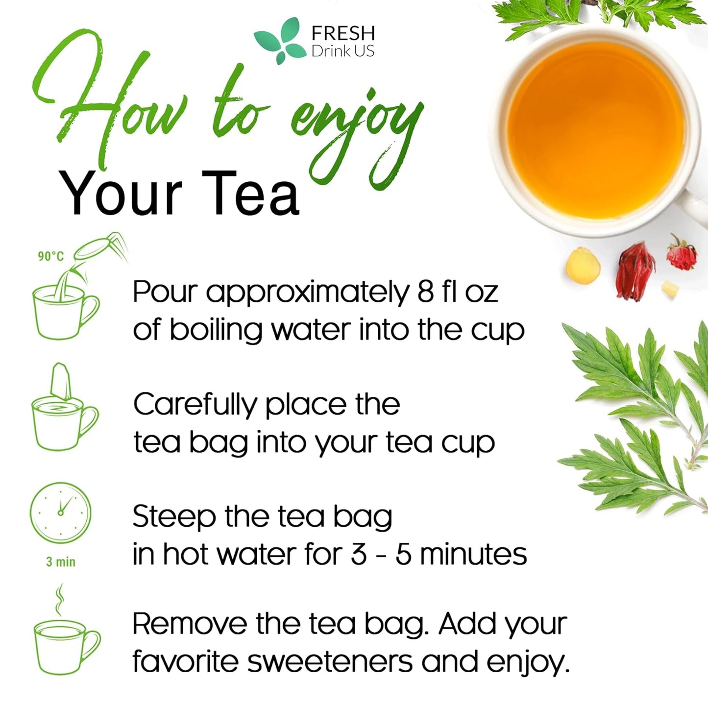 Premium Mugwort Leaf Tea Bags - 100% Natural & Pure