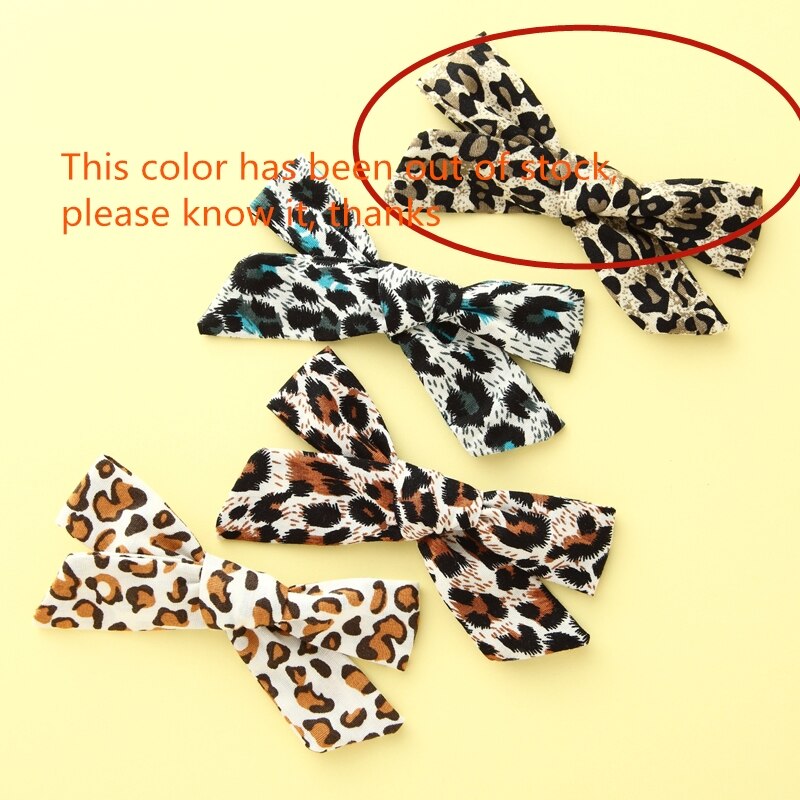 5pcs/lot Girls Leopard Fabric Bow Hairpins Soft Bowknot Hair Clips Children Customized Gift Simple Hair Accessories Headwear - Korvel