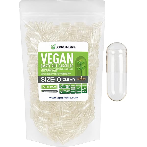 Cápsulas Vegetales Vacías, Tamaño 3, Claras (1,000 Unidades)
