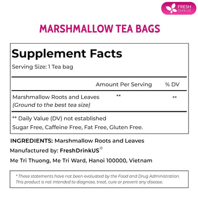 Premium Marshmallow Root and Leaf Tea Bags - 100% Natural