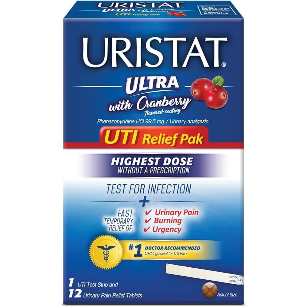 Uristat Ultra UTI Relief Pack – 12 Tablets + Test Strip Kit