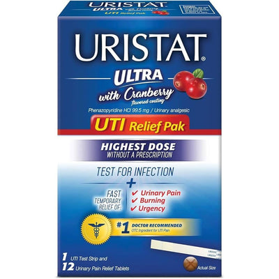 Uristat Ultra UTI Relief Pack – 12 Tablets + Test Strip Kit