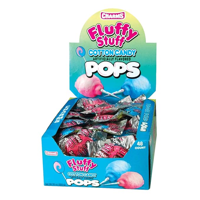 Charms Fluffy Stuff Lollipops de Algodón de Azúcar - 48 Contenidos