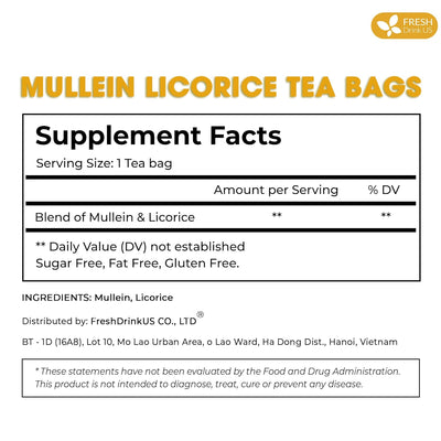 Premium Mullein Licorice Tea Bags - 100% Natural Blend