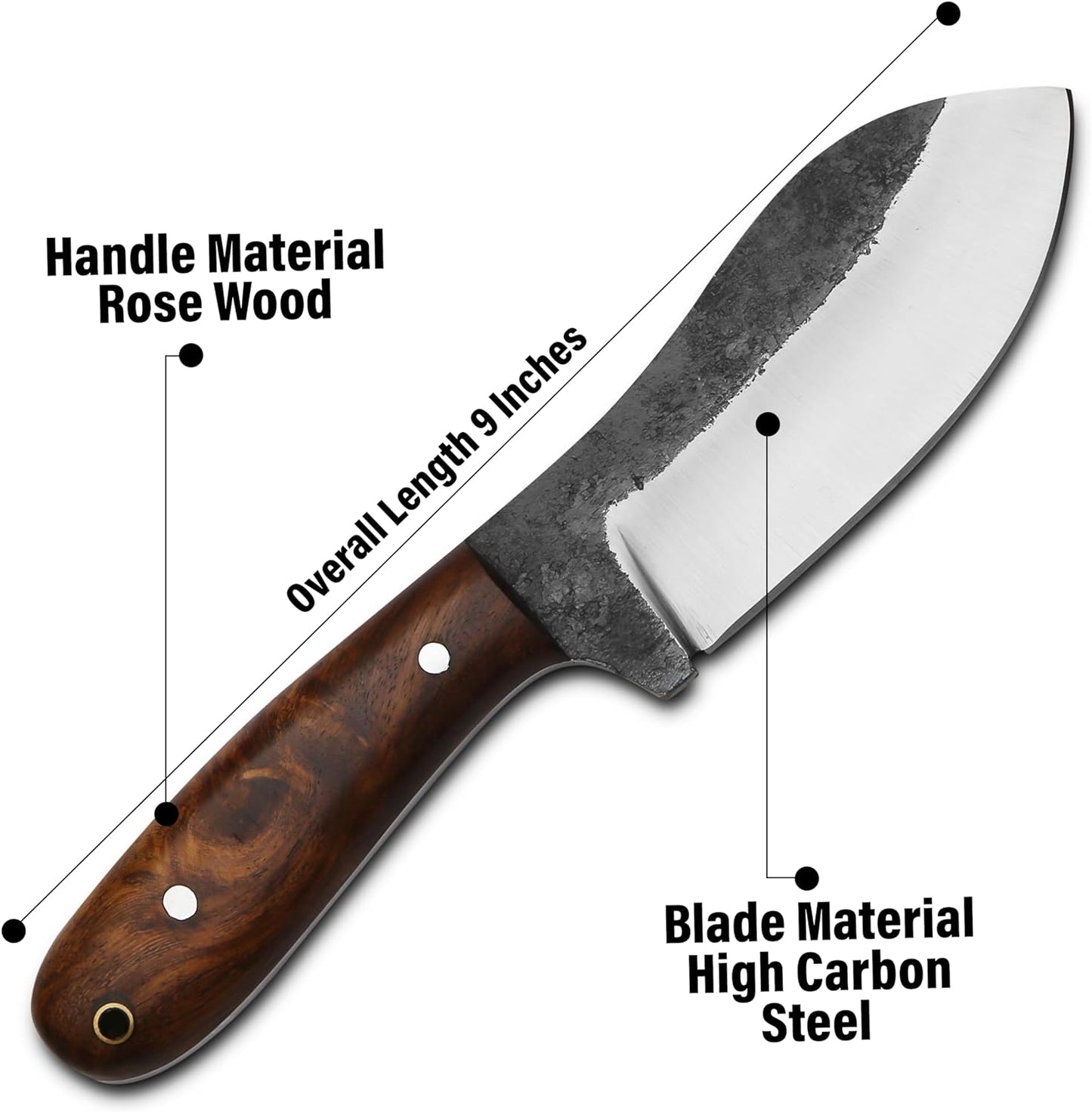 RidgeHunter Tactical Survival Knife – 9-Inch High-Carbon Blade with Premium Rosewood Handle - Korvel