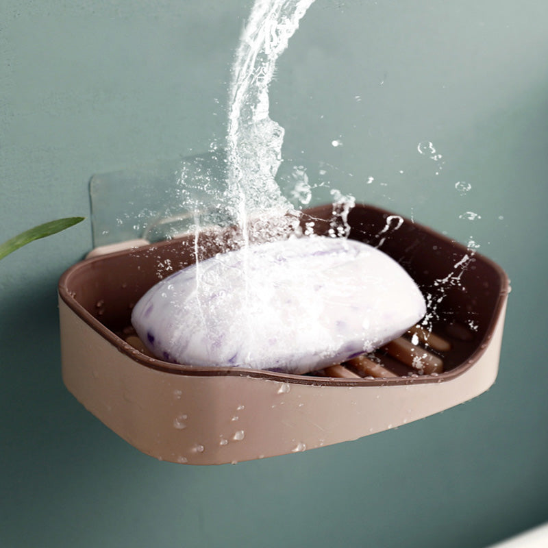 Contrast Color Drain Soap Box Double-Layer Storage Soap Box Bathroom Rack Strong Non-Marking Paste Soap Box - Korvel