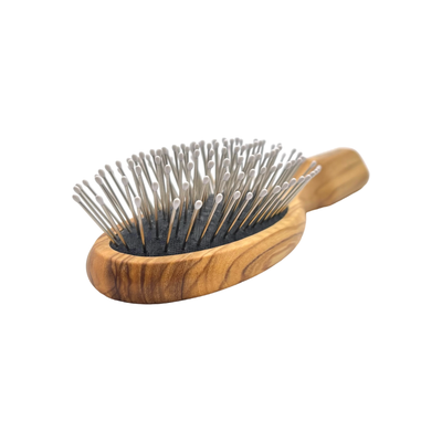 Dural Olive Wood Hair Brush with Rubber Cushion and Steel Pins