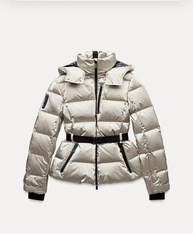 Premium Warm Cotton Ski Suit with Belt and Stand-up Collar