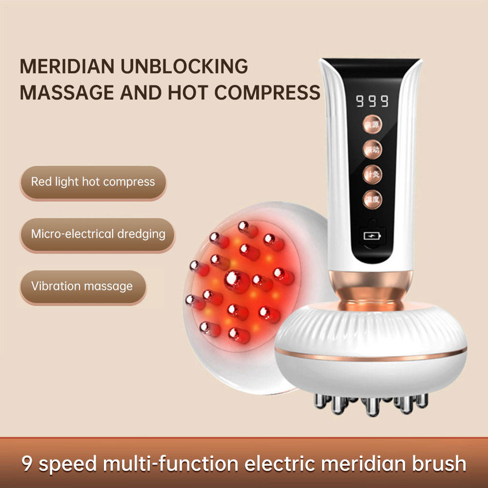 Multifunctional Electric Meridian Massage Brush EMS Heat Therapy Body Head Massager Slimming Electric Meridian Brush - Korvel