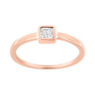 Anillo de Promesa de Diamante en Plata de Ley Baño de Oro Rosa de 14K - Talla 6