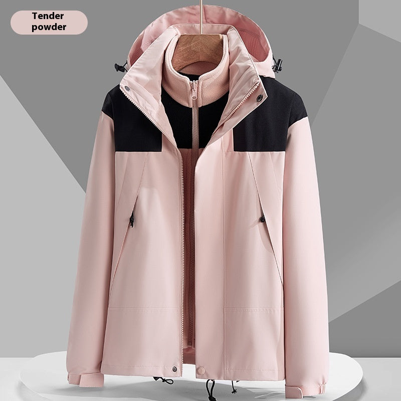 Unisex Colorblock Hooded Windbreaker Jacket with Pockets