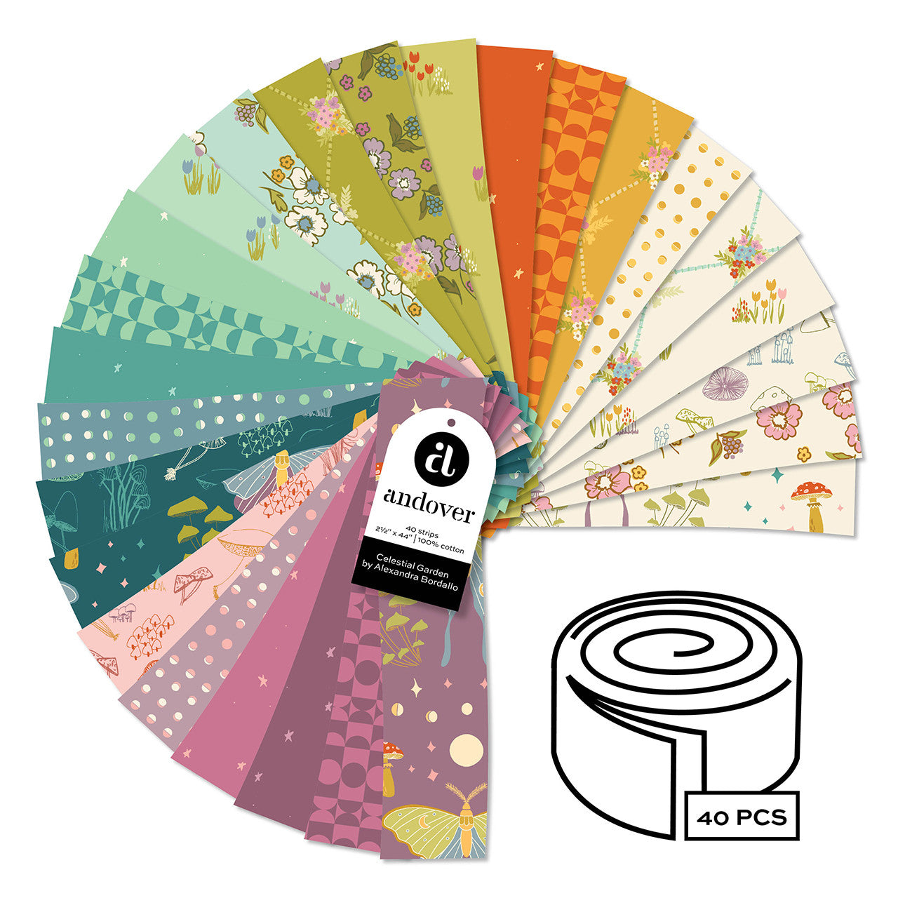 Celestial Garden 2.5 Inch Strip Rolls - 40 Assorted Cuts