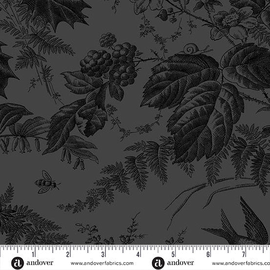 Tissu de Largeur 108" en Coton Vermont Charcoal de Laundry Basket Quilts