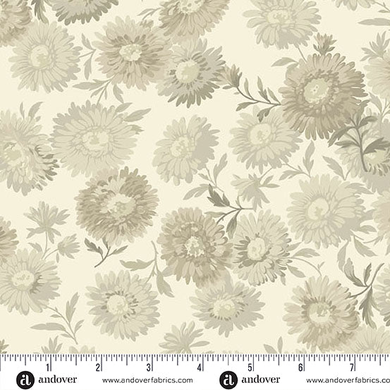 Tissu en coton large Cream Dove Chrysanthemum - 108"