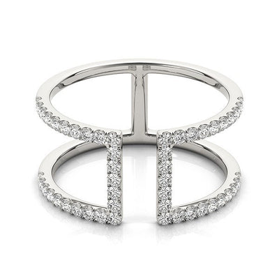 14k White Gold Modern Dual Band Diamond Engagement Ring