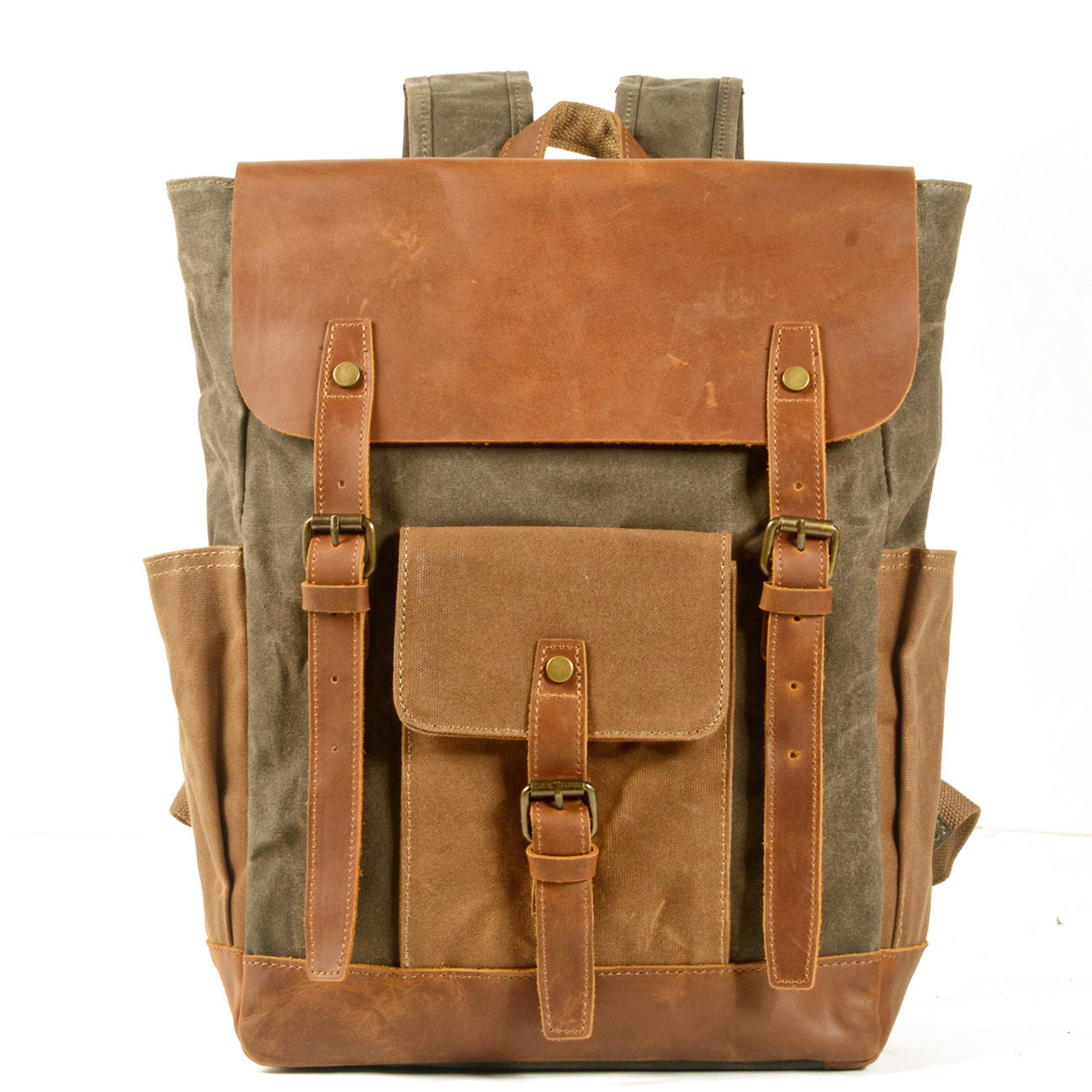 Premium Canvas Crazy Horse Leather Laptop Backpack