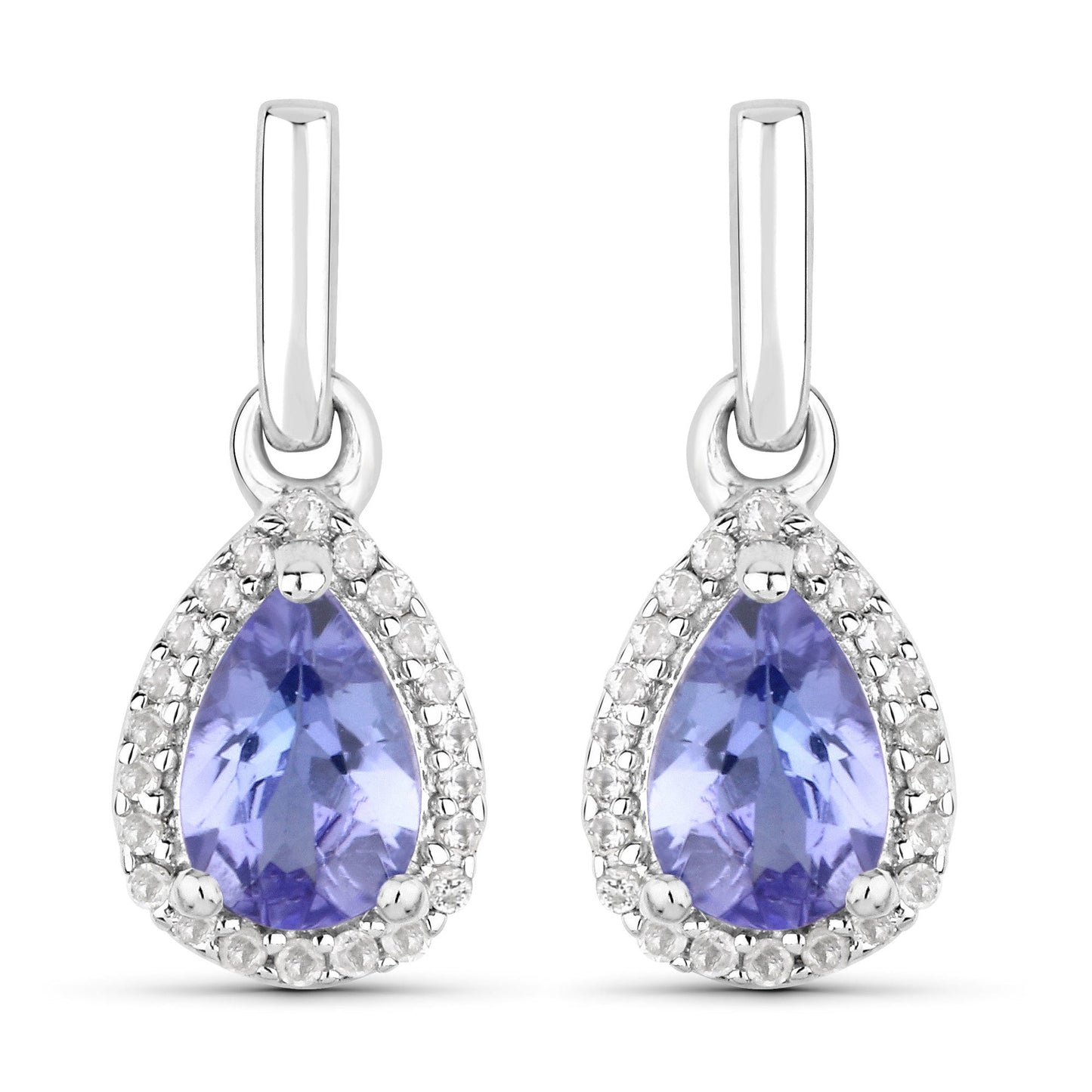 Pendientes de Tanzanita y Topacio Blanco de 0.85 Quilates
