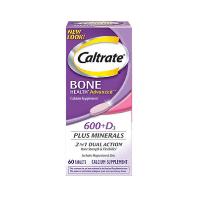 Caltrate 600+D3 Plus Minerals - 60 Tablets for Bone Health