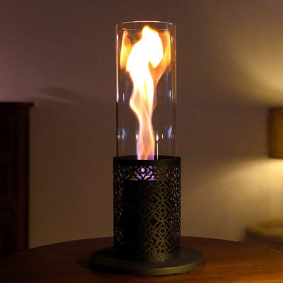 Fireplace circular small plug-in torch hurricane flame long glass tube alcohol lamp - Korvel