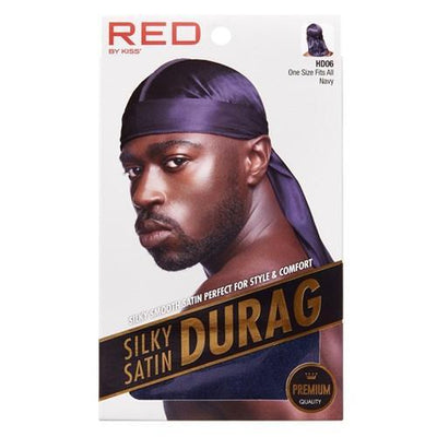Red By Kiss Premium Silky Satin Durag - Navy Extra Long Tails