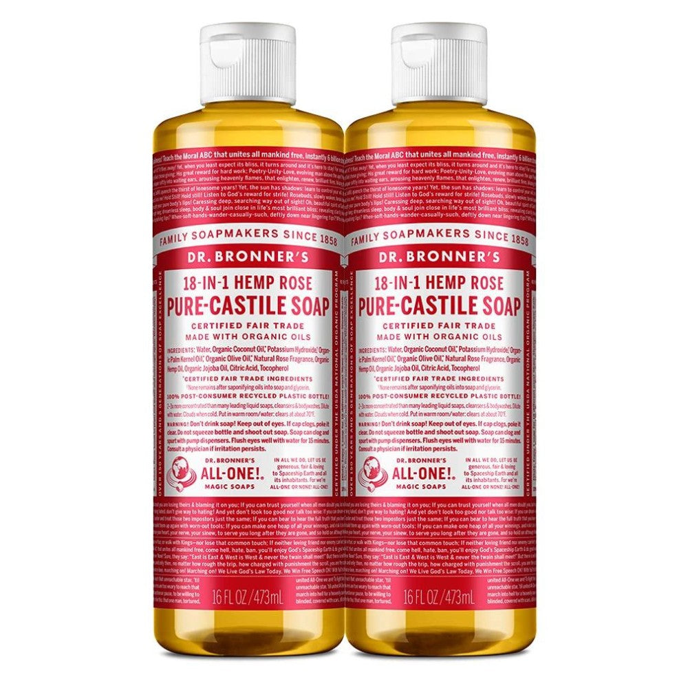 Dr. Bronner's Pure Castile Liquid Soap - Rose Scent, 16 Fl Oz