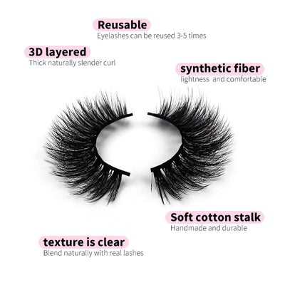 10 Pairs Of Messy Thick Imitation Mink Hair False Eyelashes 3D Stereo Realistic European And American Fried Hair False Eyelashes - Korvel