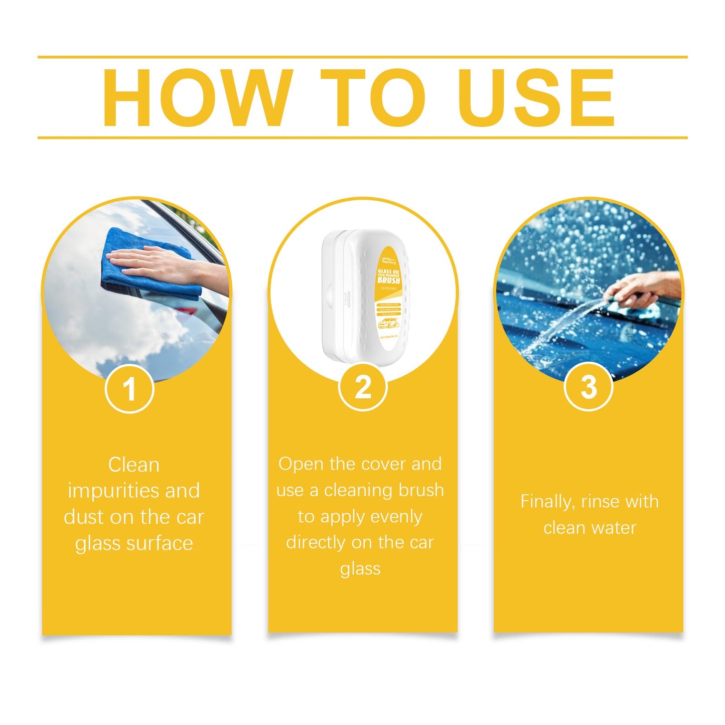 Car Glass Cleaning Brush, Car Window Glass Cleaning Stains Oil Stains Waterproof Rain Cleaning Brush - Korvel