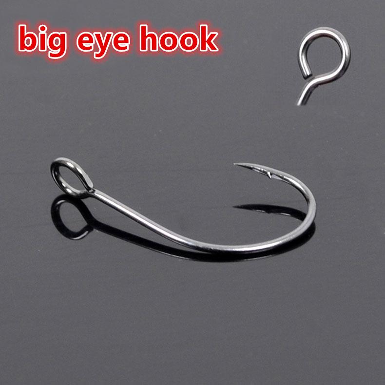 Rompin 50pcs Ganchos de Pesca de Ojo Grande - Acero Inoxidable de Alto Carbono