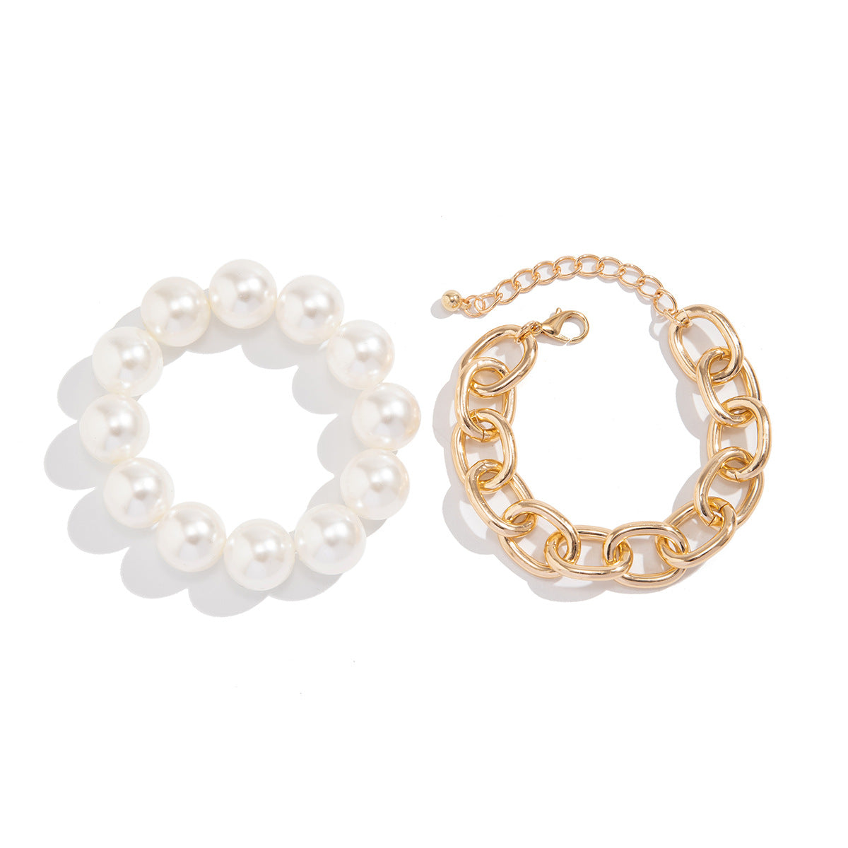 Hot selling geometric bead bracelet for women's fashion, exaggerated large round bead imitation pearl Bracelet - Korvel