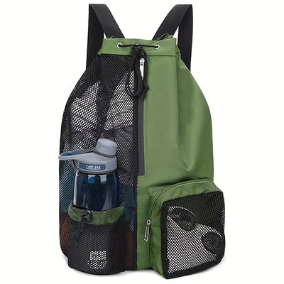 Sac à dos en maille avec cordon de serrage pour aventures à la plage