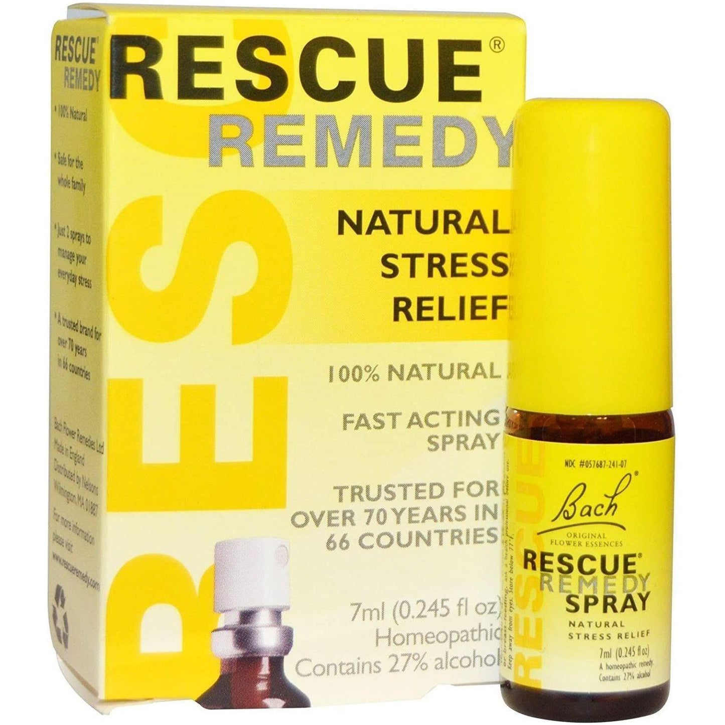 Spray de secours aux fleurs de Bach - Soulagement naturel du stress 0,25 oz