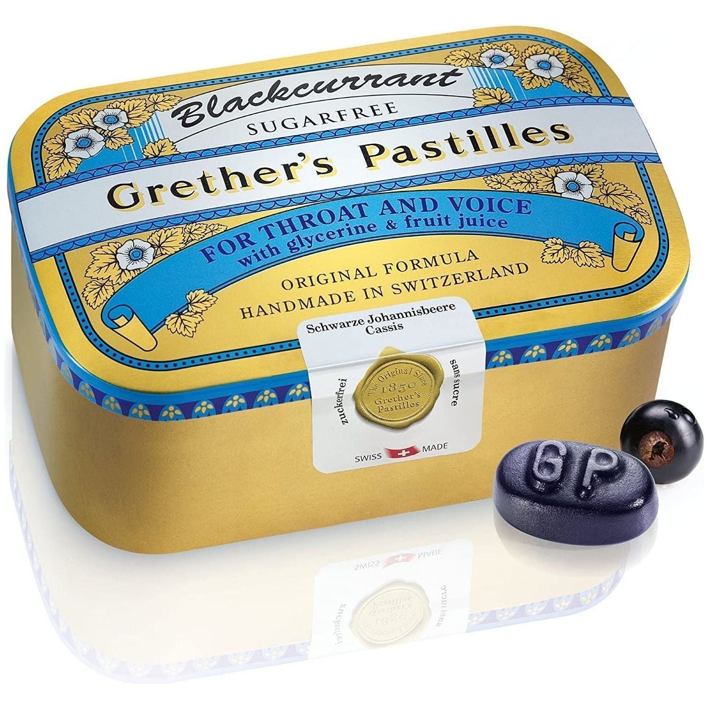 Pastilles Grether à la Cassis Sans Sucre 176 Pastilles