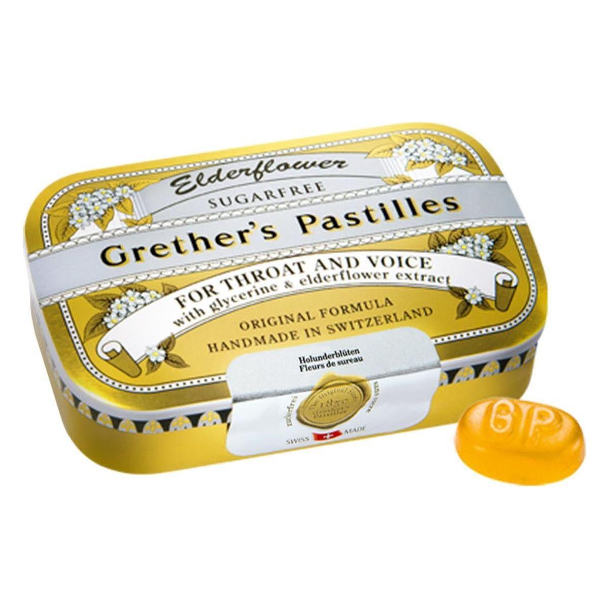 Pastilles Grether à la fleur de sureau sans sucre - 24 unités