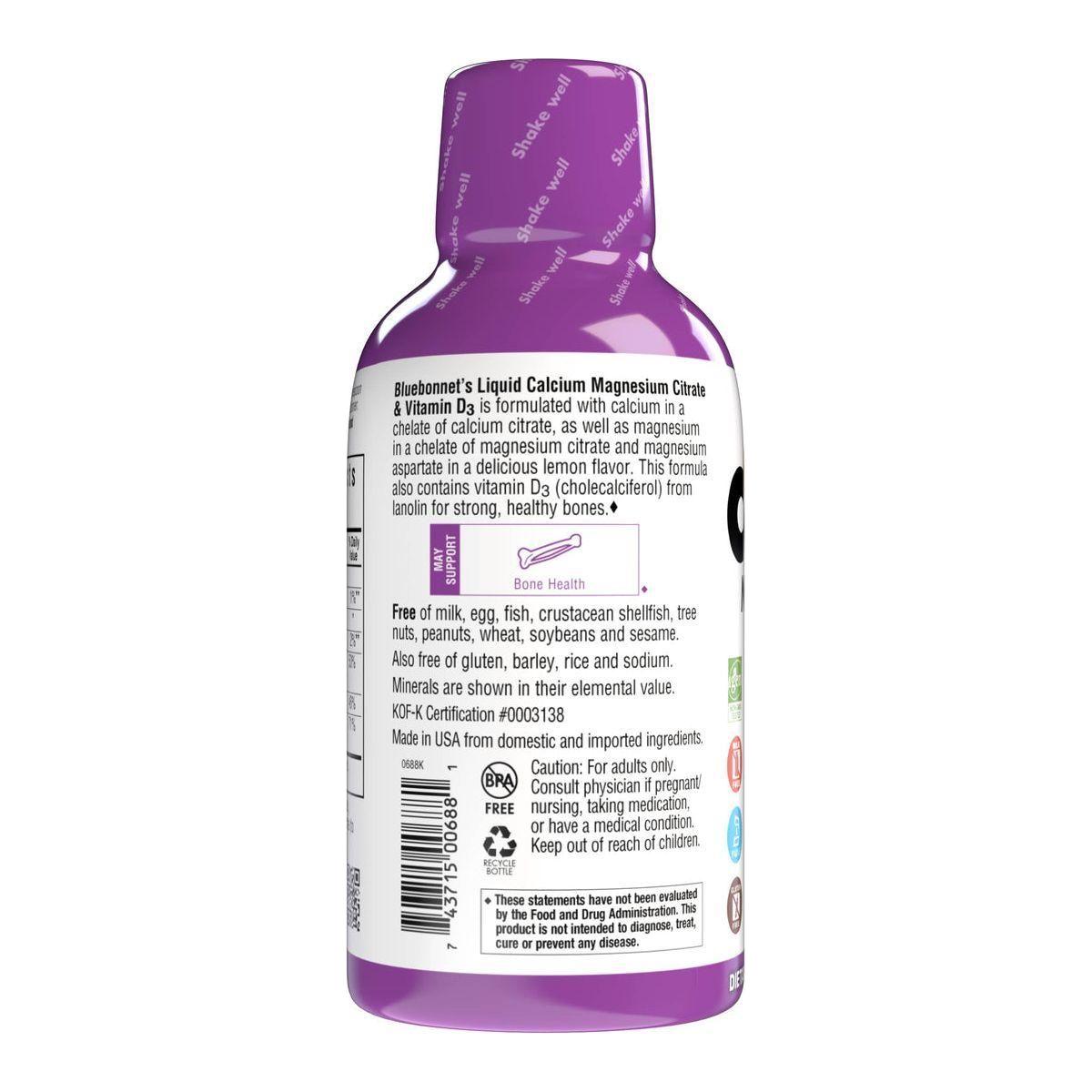Bluebonnet Kosher Calcium Magnesium Citrate with Vitamin D3 - Strawberry Liquid