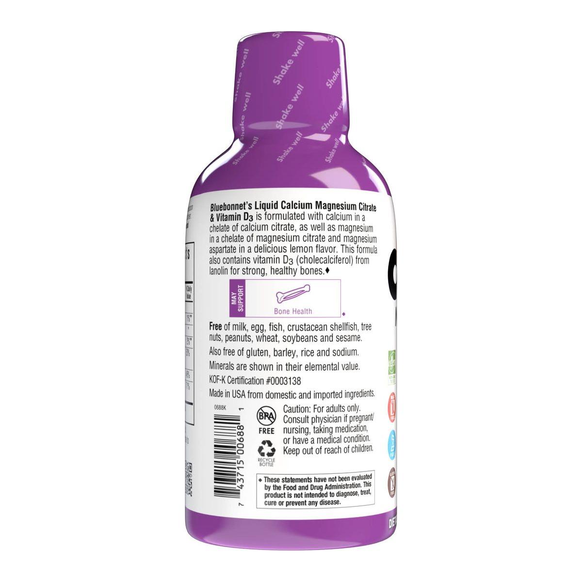 Bluebonnet Calcium Magnésium Citrate Liquide Plus Vitamine D3, Citron, 16 oz