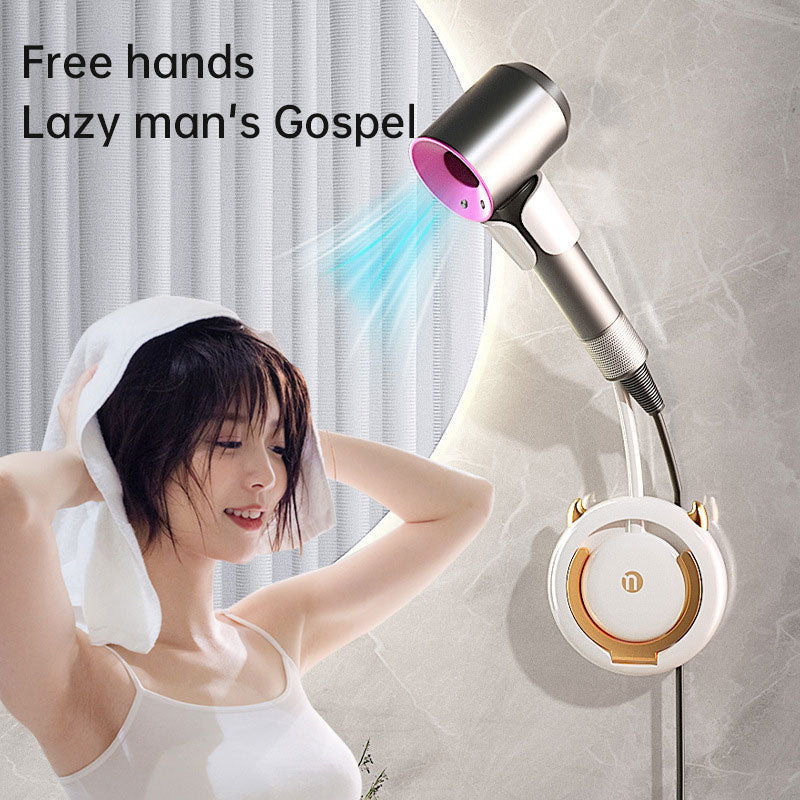 Lazy hair dryer bracket free hand free hands free bathroom wall hanging free drilling hair dryer rack - Korvel
