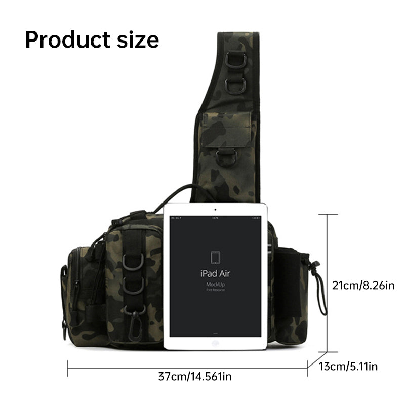 Men's Fishing Backpack: Equipped with bait box, equipment storage bag, pole holder, sling & shoulder bag design. - Korvel