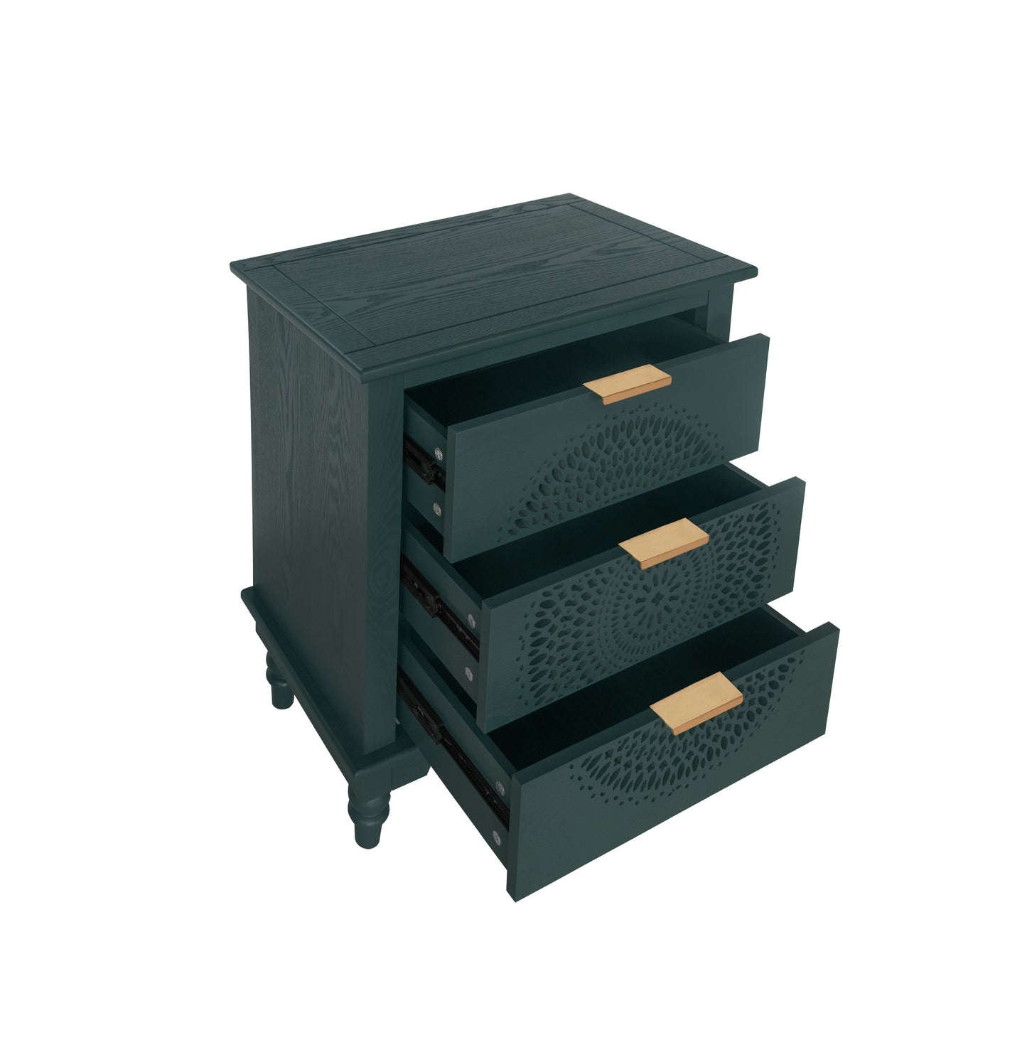Commode de rangement à 3 tiroirs en bois creusé